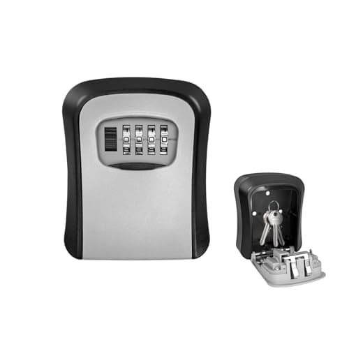 Image of Jsdoin Wall Mounted 4-Position Combination Key Lock Box - Heavy Duty Waterproof Key Cabinet for Indoors and Outdoors - Police Approved - Black