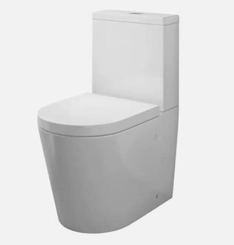 Image of Bathrooms Close Coupled Toilet with Soft Close Seat and Cistern - Round Rimless Toilet Pan - (Round Pan)
