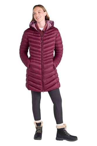 Image of Mountain Warehouse Florence Womens Long Padded Jacket - Lightweight, Water Resistant Puffer Rain Coat, Warm -30C Heat Rating - Autumn, Winter, Outdoor Dusky Purple Women's Size 12