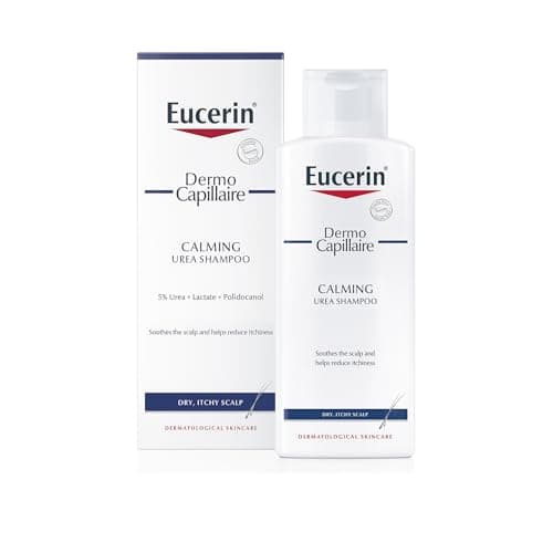 Image of Eucerin DermoCapillaire Calming Urea Shampoo 250ml, Psoriasis and Dermatitis Shampoo for Dry, Itchy Scalp, Fragrance-Free, Moisturising with Urea, Lactate, Paraben- and Silicon-Free