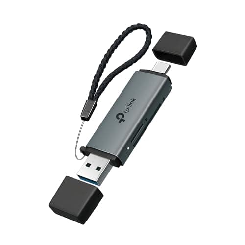 Image of TP-Link SD Card Reader, 2-in-1 USB 3.0 Type-C & A Dual Slot Memory Card Reader for SD/Micro SD/SDHC/SDXC, Fast Data Transfer, Plug & Play with Windows, MacOS, iPadOS, Android and Chrome