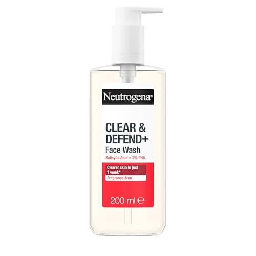 Image of Neutrogena Clear & Defend+ Face Wash (1x 200ml), Purifying Facial Wash for Acne-Prone Skin with Salicylic Acid and AHA/PHA, Fragrance-Free Face for Spot-Prone Skin to Help Prevent Breakouts