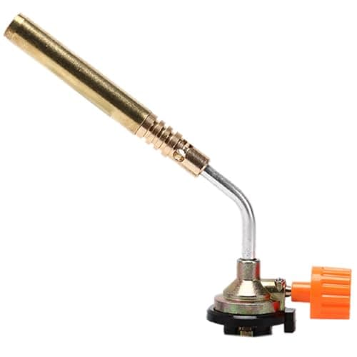 Image of Housetronics Gas Torch Head with 4 Butane Gas Bottles |Gas Torch Flame Head Flamethrower Burner Butane Blow Hand Ignition for Camping Cooking Picnic Heating