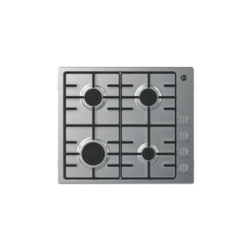 Image of Hoover HHW6LK3X 60cm gas hob, 4 Burner, Side control, Wire supports, Stainless steel, 4.3 x 59.5x 51cm