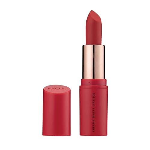 Image of MUA Makeup Academy Creamy Matte Lipstick, Razzleberry (Red), Highly Pigmented - Vegan & Cruelty Free (Pack of 1)
