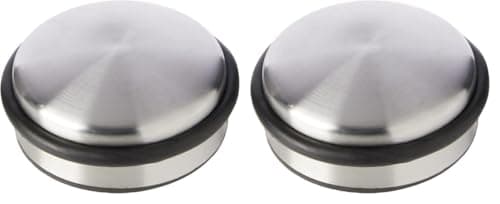 Image of Select Hardware Door Weight, 1.2kg Heavy-Duty Door Stop with Bumper Rubber Buffer Ring, Satin Nickel Doorstop, 10cm (Pack of 2)