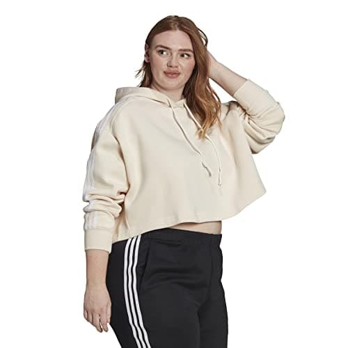 Image of adidas Originals Women's Adicolor Classics Cropped Pullover Hoodie, Plus Sizes, Wonder White, 4X