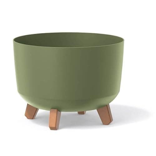 Image of Gardening Naturally Indoor Plant Pot Zinnia Stylish and Durable Planter for Houseplants (Round Pot 24cm - Green)