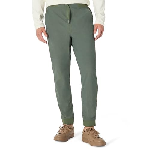 Image of Amazon Essentials Men's Slim-Fit Travel Stretch Jogger Trousers, Dark Green, M