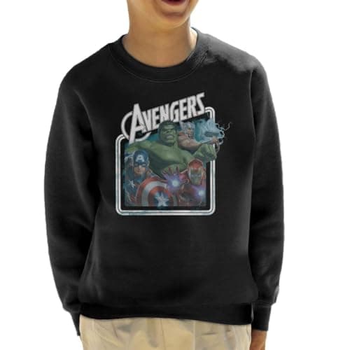 Image of All+Every Marvel Avengers The Hulk Thor Captain America And Iron Man Kid's Sweatshirt Black