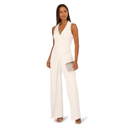 Image of Adrianna Papell womens Pearl Crepe Jumpsuit, Ivory, 10