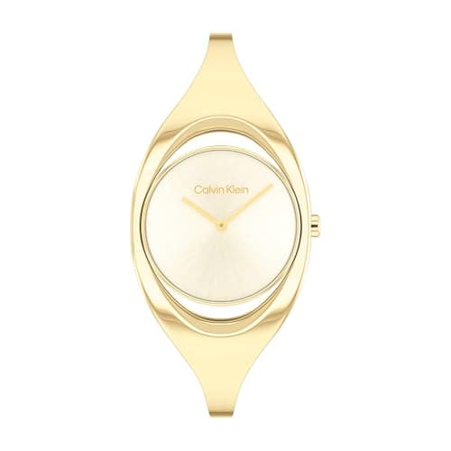Image of Calvin Klein Women's Analog Quartz Watch with Stainless Steel Strap 25200391, Gold-Plated, Minimalist