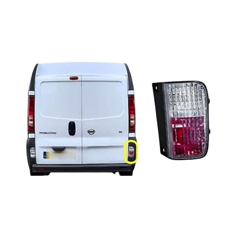 Image of NONSTOP AUTO Right Rear Bumper Fog Light Lamp Compatible with Renault Trafic Vauxhall Vivaro Nissan Primastar 2001-2014 - UK Driver Side (Offside) Red Lens - Replaces 4419131 93863598