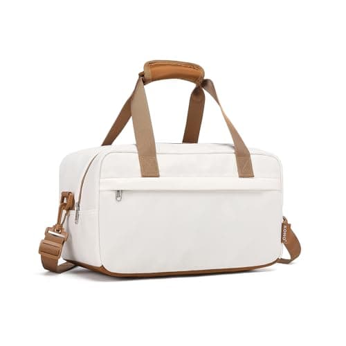 Image of Kono 35x20x20 Holdall Cabin Luggage Travel Bag Under Seat Flight Bag with Shoulder Strap 14L (Beige/Brown)