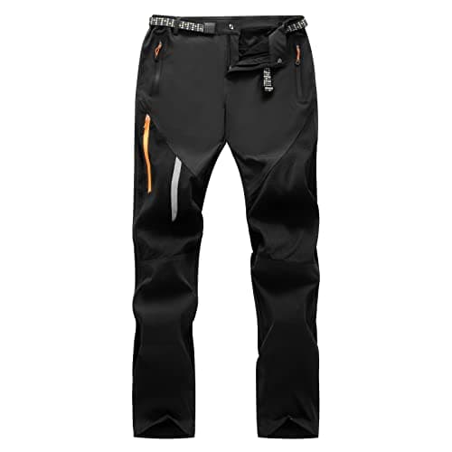 Image of LY4U Men’s Hiking Trousers Lightweight Quick Dry Walking Pants Men Outdoor Breathable Water Repellent Trousers with Zip Pockets Black L