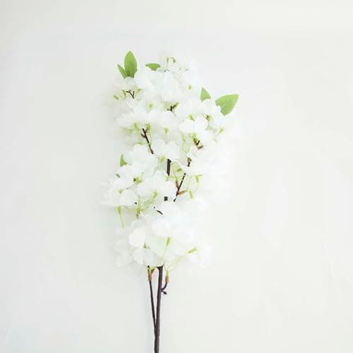Image of Decor Essentials Artificial Cherry Blossom Stem, 98cm, White Blossoms, Decorative Floral Branch (Ivory)