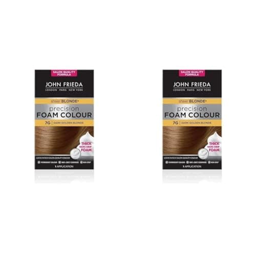 Image of John Frieda Sheer Blonde Precision Foam Colour 7G Dark Golden Blonde Hair Dye for Blonde Hair, Non-Drip Permanent Hair Colour, 100% Grey Coverage (Pack of 2)