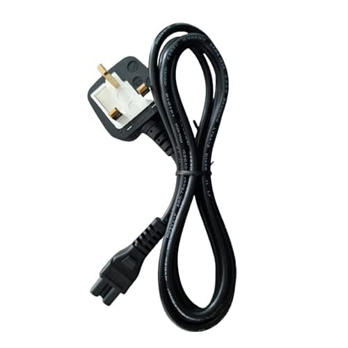 Image of Durable Power Cable For PC, Laptop, Printer, Scanner, TV - UK 3 Pin Cord - Fujitsu, HP, Dell, Acer, Sony, Asus, Lenovo - 2M Cloverleaf Power Cord