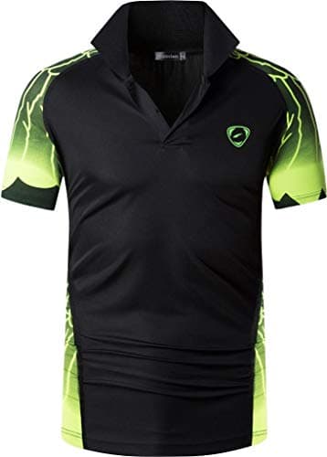 Image of jeansian Men's Short Sleeve Fit Sport Polo Tee Shirts T-Shirts Tshirt Tops Poloshirt Golf Tennis Pickleball LSL312_Black_XL