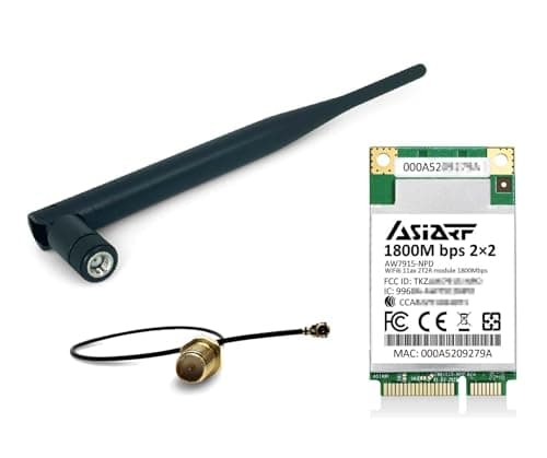 Image of AsiaRF Wi-Fi 6 11ax 2T2R 1800Mbps Mini PCIe Module - Dual Bands Dual Concurrents DBDC IEEE802.11ax / ac/a/b/g/n 2.4 GHz / 5 GHz with Antenna Kit