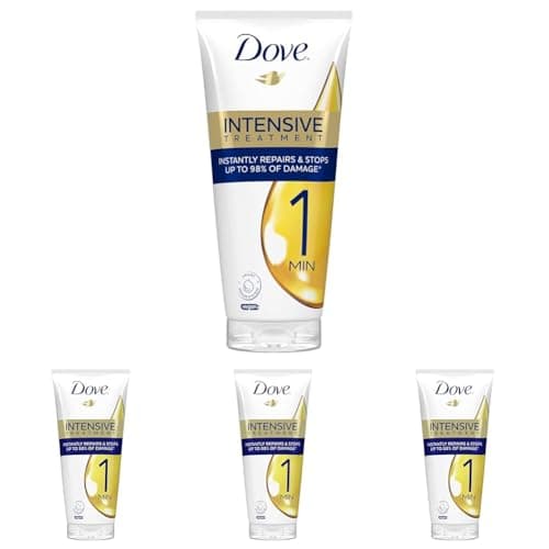 Image of Dove 1 Minute Intensive Treatment Conditioner instantly repairs and stops up to 98% of damage* for damaged hair 170 ml (Pack of 4)