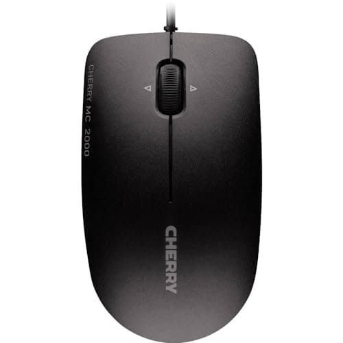 Image of CHERRY MC 2000, Wired Mouse in Standard Size, Symmetrical Design for Right and Left-Handers, 3 Buttons, 1600 Dpi, Tilt Wheel, GS Approval, Black