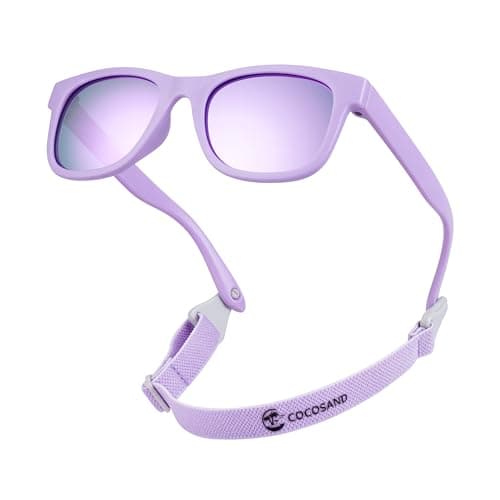 Image of COCOSAND Baby Sunglasses with Strap Polarized Flexible Frame for Toddler Infant Newborn Girls Boys Age 0-24 Months, Matte Purple