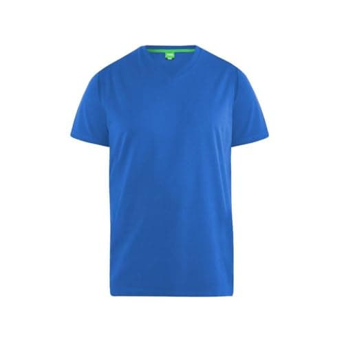 Image of D555 T-Shirt Plain V-Neck Short Sleeve Cotton Casual Mens Plus Size Signature (UK, Alpha, 4XL, Plus, Regular, Blue)