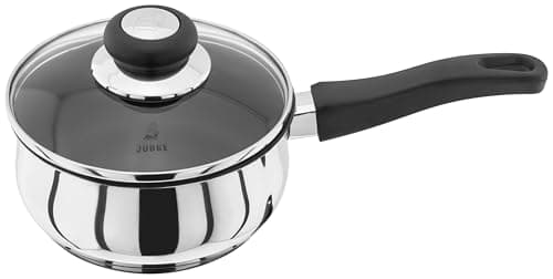 Image of Judge Vista Stainless Steel Non-Stick Medium Saucepan 16cm 1L, Shatterproof Vented Glass Lid, Induction Ready, Oven Safe