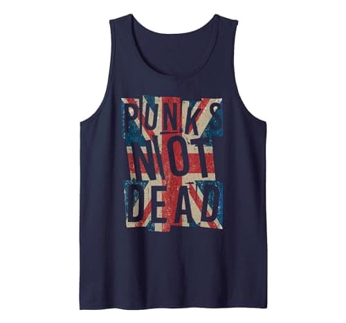 Image of Punks Not Dead - Vintage - UK London Flag - Punk is Not Dead Tank Top, Men, Navy Blue, Small