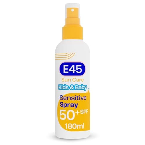 Image of E45 Kids and Baby Sunscreen SPF50+ Spray for Face With Avocado Oil - UVA and UVB Protection- Dermatologically Tested and Fragrance-Free - Suitable For Dry, Sensitive and Eczema Prone Skin (180ml)