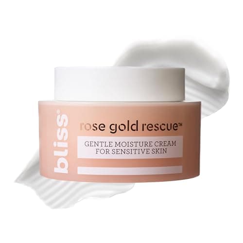 Image of Bliss Rose Gold Rescue Moisturiser, Gentle Face Cream with Soothing Rose Water and Nourishing Colloidal Gold, For Sensitive Skin, Fragrance-Free, Clean, Cruelty-Free, Paraben Free, Vegan, 45 ml