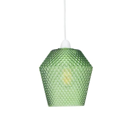 Image of firstchoicelighting Glass Easy Fit Ceiling Lightshade or Pendant Shade, Green Textured Glass, Height 17cm Diameter 17cm