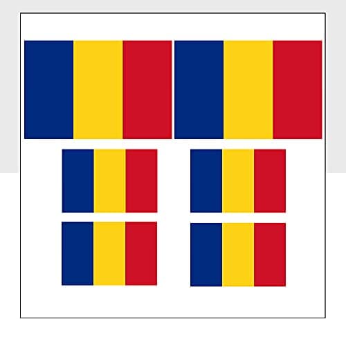 Image of Mixed Pack of 6 Romania Flag Window Stickers Waterproof ROU Flag Labels for Bike Helmet Bumpers Laptop Packwith® #P1064
