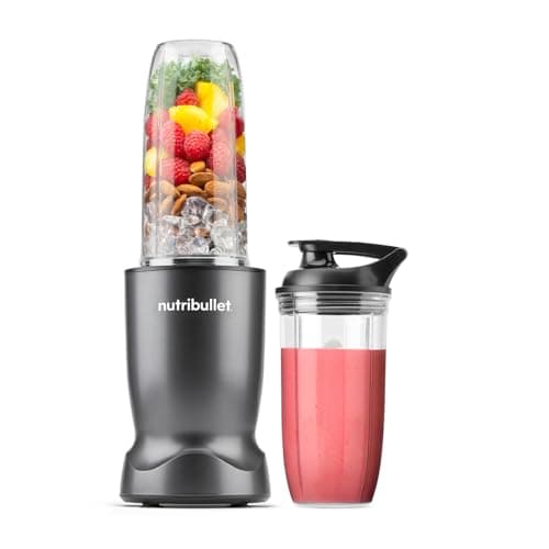 Image of nutribullet Turbo Blender in Graphite - Powerful 1000W Motor Base & Rapid Extractor Blade - Easily Blends Frozen Fruit, Nuts & Ice - With 700ml & 500ml Cup & Lid to Go - For Smoothies & Juices