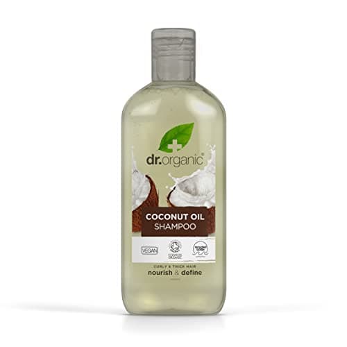 Image of Dr Organic Coconut Oil Shampoo, Normal & Dry Hair, Natural, Vegan, Cruelty-Free, Paraben & SLS-Free, Recyclable & Recycled Ocean Bound Plastic, Certified Organic, 265ml, Packaging may vary