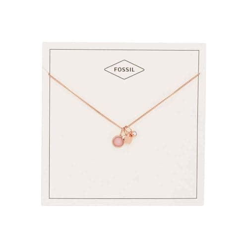 Image of Fossil Necklace for Women Personalization, Total Length: 40 cm + 5 cm Extension Chain Rose Gold Stainless Steel Necklace, JF03046791