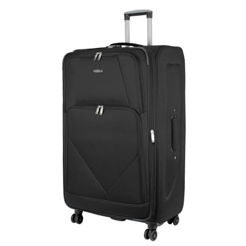 Image of ARIANA® 32" Extra Large Suitcase Expandable Lightweight Soft Shell Luggage 4 Wheel Spinner Combination Lock, Telescopic Handle, Large Travel Bag (Solid Black)