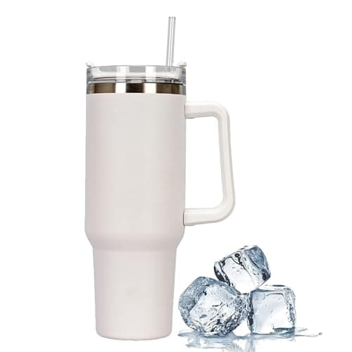 Image of Somerway 1182ml Travel Mug 40oz Tumbler with Straw and Lid, Stainless Steel Double Wall Vacuum Insulated Mug for Hot and Cold Coffee with Handle for On The Go