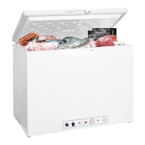 Image of SMETA Gas Freestanding Chest Freezer, 2 Way Fridge 240V/Propane for Campervan, Caravan, Garage, Motorhome, 191L, -12°C-0°C White with Lock
