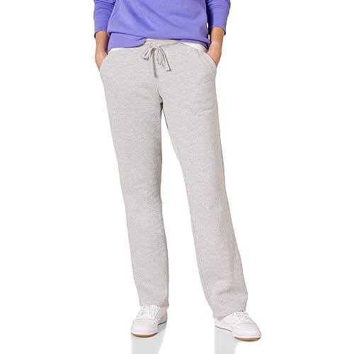 Image of Amazon Essentials Women's Straight Leg Sweatpants with Drawstring for Women, Fleece – (Available in Plus Size), Light Grey Heather, L