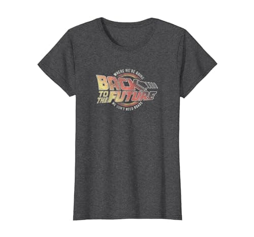 Image of Back to The Future Distressed Roads Logo T-Shirt, Women, Dark Heather Grey, XX-Large