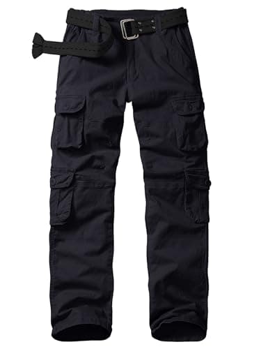 Image of Peysuck Womens Cargo Work Trousers Cotton Combat Outdoor Hiking Trousers Army Military Tactical Pants with 10 Pockets for Casual Walking Travel（No Belt Black