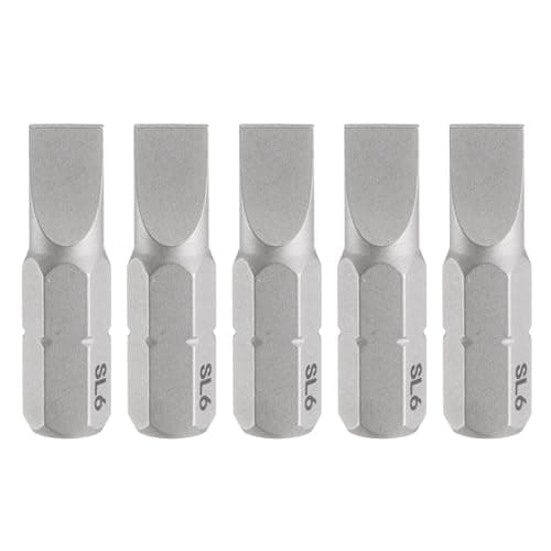 Image of sourcing map 5pcs SL6 Slotted Screwdriver Bit 1/4" Hex Shank 25mm/1" Length Magnetic Flat Head S2 Steel Screw Driver Bit