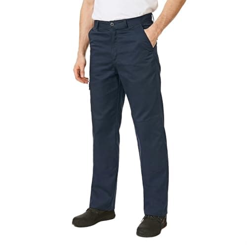 Image of Iron Mountain Men’s Workwear Cargo Trousers with Knee Pad Pockets Heavy Duty Multi Pocket Double Stitched Durable Cotton Blend Work Pants for Construction, Trade and Warehouse (Navy, 32W/31L)