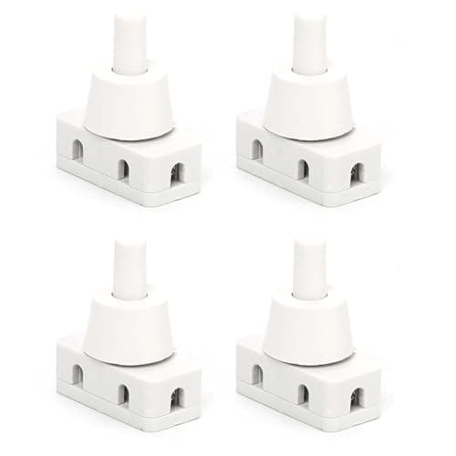 Image of 4X Push Light Button Switch On/Off Recessed Pressure Lamp Switch with Thread and Screw Cap 220V~60HZ 10A for Desk Lamp Air Cooler Mounting Diameter White Plastic