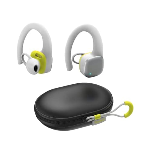 Image of Hama Bluetooth® Headphones Spirit Athletics (True Wireless In-Ear Headphones with Ear Hooks, 35 Hours Battery, TWS, IPX5 Water-Resistant, Sweatproof, Button Control) White/Yellow
