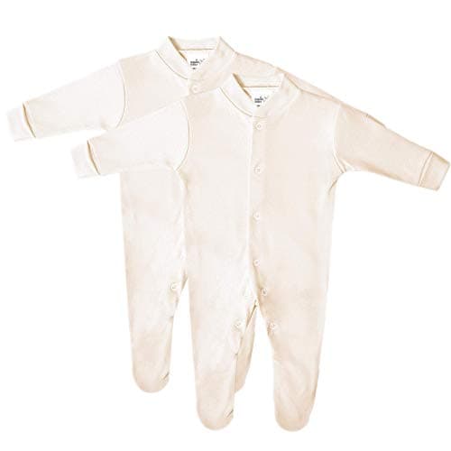 Image of Baban Baby Baby Sleepsuits, 100% Cotton Baby Grows for Boys or Girls, British Made, 2 Pack, Cream, 6-12 Months