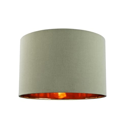 Image of Contemporary and Chic Olive Green Cotton 10" Table or Pendant Circular Drum Lamp Shade with Shiny Copper Inner - 60watt Maximum by Happy Homewares