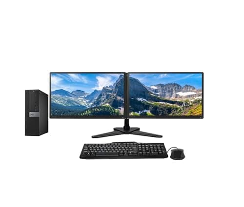 Image of Dell Dual Monitor Trading Setup - FAST Optiplex 7050 SFF PC - Intel Core i5 6th Gen, 2 x 23 HD 1080p Monitors, Leg Base Stand, Windows 11 Pro (Renewed) (16GB DDR4 RAM - 512GB SSD)